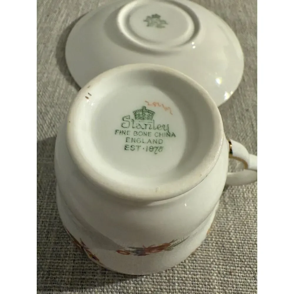 🌸 Stanley Fine Bone China Floral Teacup & Saucer Set | England